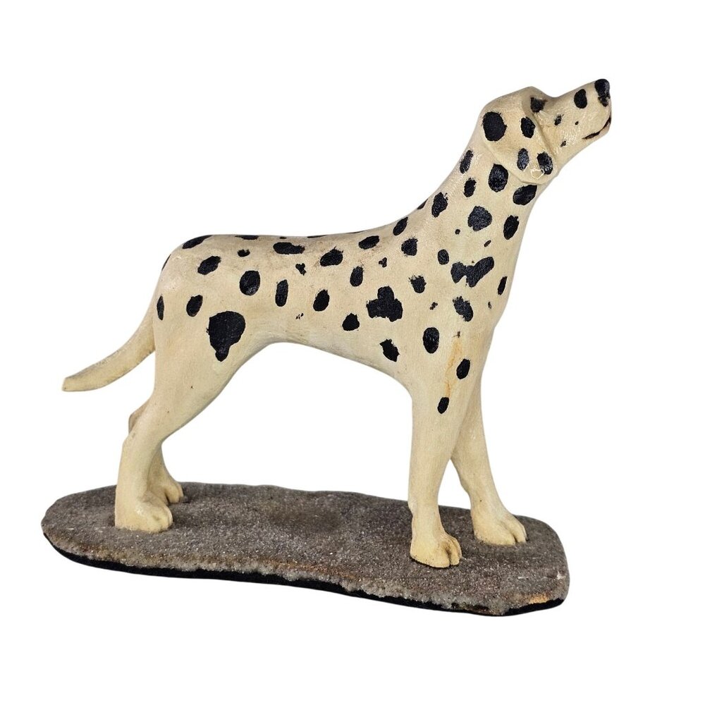 Handcrafted Dalmatian Dog Wood Sculpture By W.L. Bill Payne Folk Art Decor
